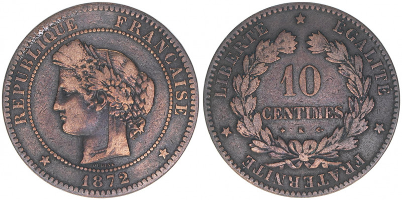 3. französische Republik 1870-1940
Frankreich. 10 Centimes, 1872 K. 9,59g
Kahnt/...