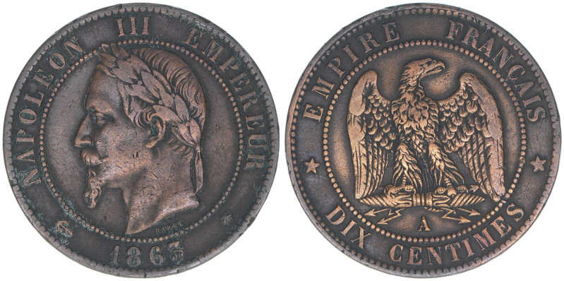 Napoleon III.
Frankreich. Dix Centimes, 1863 A. 9,83g
Kahnt/Schön 108
ss