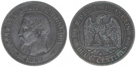 Napoleon III.
Frankreich. Deux Centimes, 1857 A. 1,99g
Kahnt/Schön 92
ss