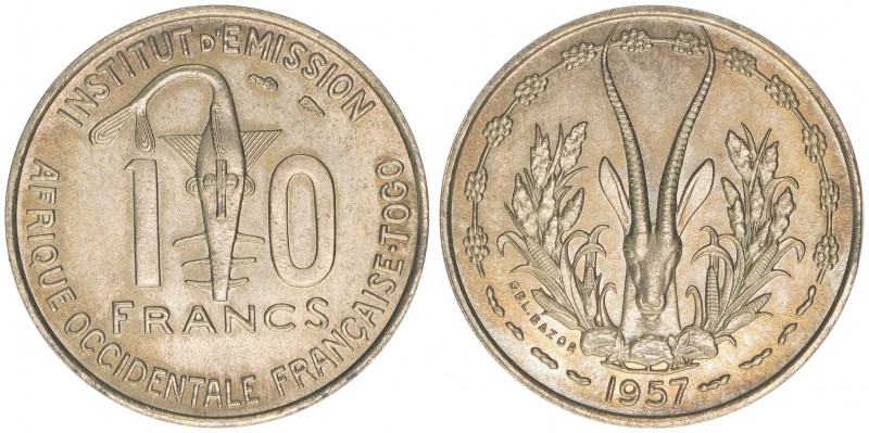 10 Francs, 1957
Französisch Westafrika-Togo. 3,97g. Schön 8
stfr