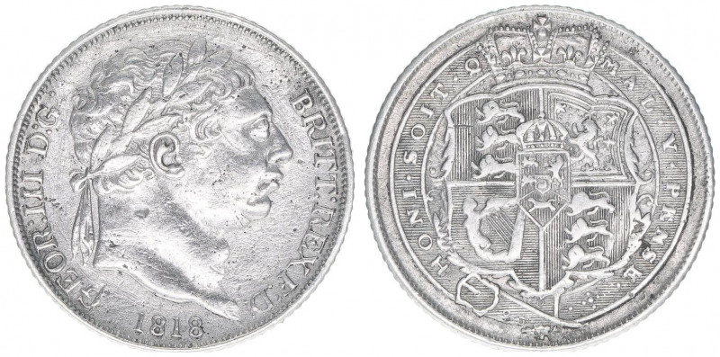 Georg III.
Großbritannien. 6 Pence, 1818. 2,71g
Schön 46
ss+