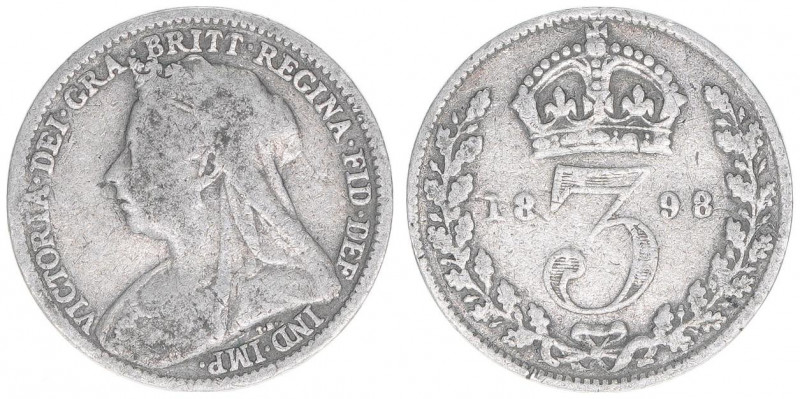 Victoria
Großbritannien. 3 Pence, 1898. 1,34g
Schön 140
ss