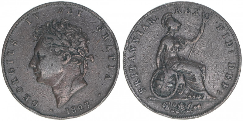 Georg IV.
Großbritannien. 1/2 Penny, 1827. 9,27g
Schön 55
ss