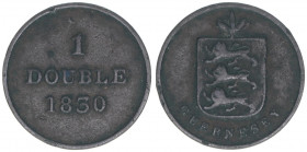 Wilhelm IV. 1830-1837
Guernesey. 1 Double, 1830. 2,41g
Kahnt/Schön 1
ss