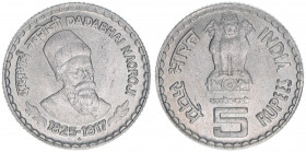 5 Rupien, 2003
Indien. Dadabhai Naoroji. Kupfer-Nickel
8,92g
Schön 287
vz++