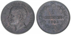 Victor Emanuel III.
Italien Königreich. 1 Centesimo, 1903. 0,99g
Schön 31
ss/vz