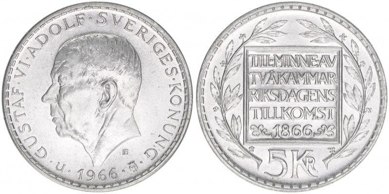 Gustaf VI. Adolf 1950-1973
Schweden. 5 Kronor, 1966. Silber
18,07g
Schön 67
stfr...