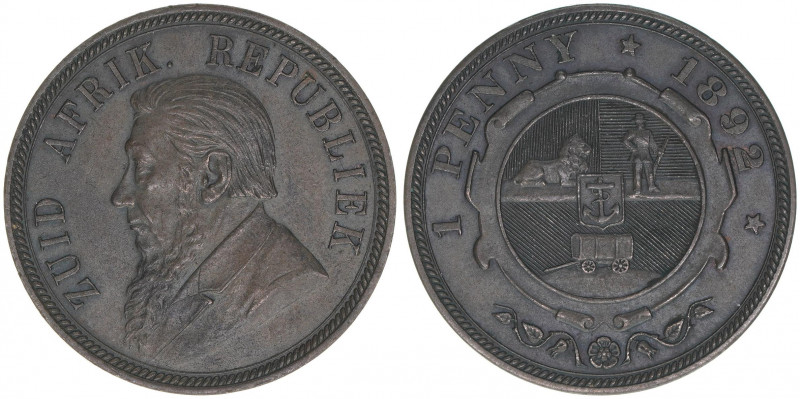 Republik 1852-1902
Südafrika. One Penny, 1892. seltener Jahrgang
9,41g
Schön 2
v...