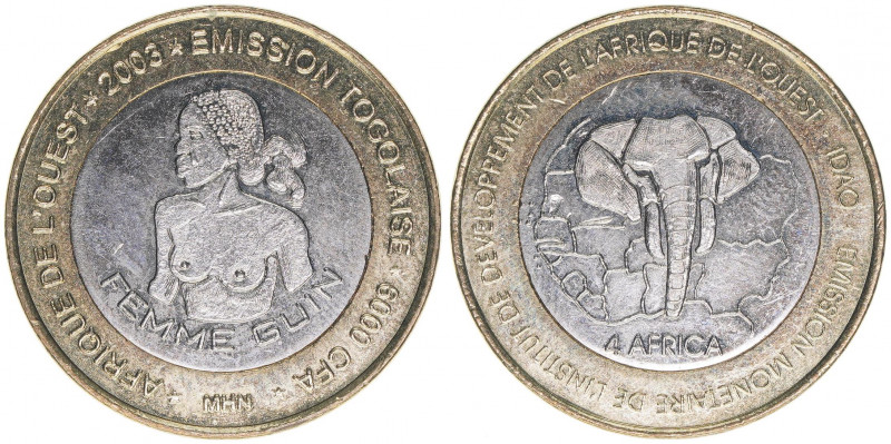 Republik seit 1960
Togo. 6000 Francs, 2003. 10,18g
stfr