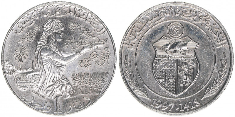 1 Dinar, 1997
Tunesien. FAO. Kupfer-Nickel
10,03g
Schön 322
stfr