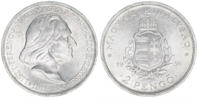 2 Pengö, 1936
Ungarn. Franz Liszt. 10,04g
vz