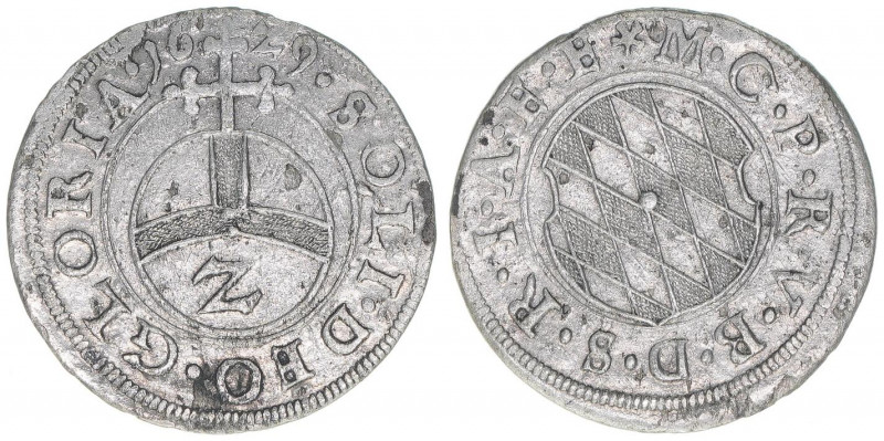 Maximilian I. als Kurfürst 1623-1651
Bayern. 1/2 Batzen, 1629. 1,14g
Hahn 93
vz