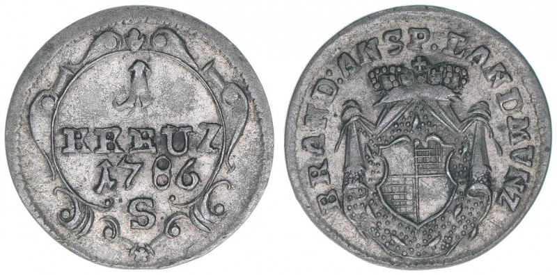 Christian Friedrich Karl Alexander 1757-1791
Brandenburg Ansbach. 1 Kreuzer, 178...