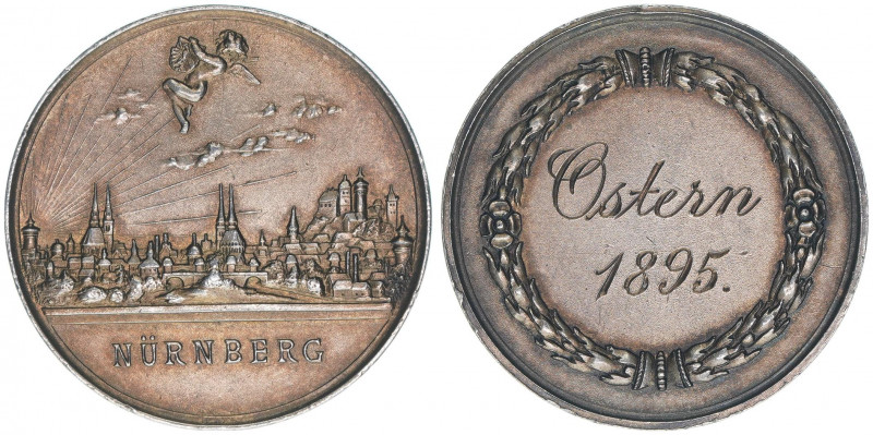 Silbermedaille, 1895
Nürnberg Reichsstadt. Gravur Ostern 1895 - Stadtansicht von...