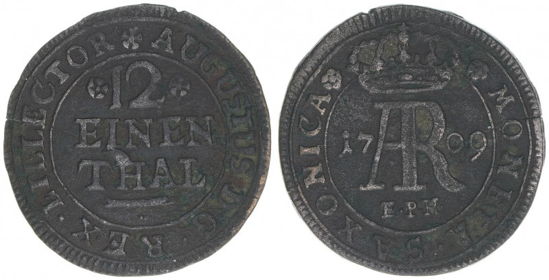 Friedrich August I. 1694-1733
Sachsen - Albertinische Linie. 1/2 Taler, 1709 EPH...