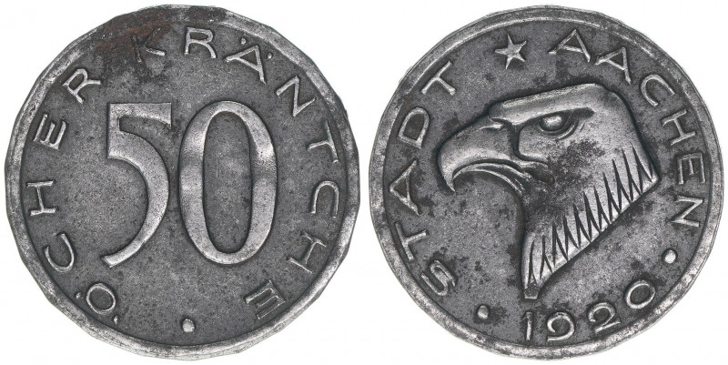 Notgeld
Aachen. 50 Pfennige, 1920. 5,11g
Funck 1.14
ss/vz