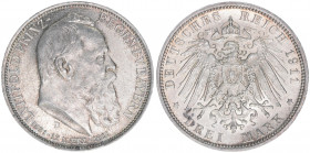 Prinzregent Luitpold 1886-1912
Bayern. 3 Mark, 1911 D. 16,65g
AKS 206
vz