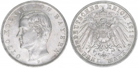 Otto 1886-1913
Bayern. 3 Mark, 1912 D. 16,69g
J 47
vz/stfr
