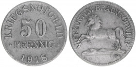 Kriegsnotgeld
Braunschweig. 50 Pfennig, 1918. Zink
3,64g
ss+