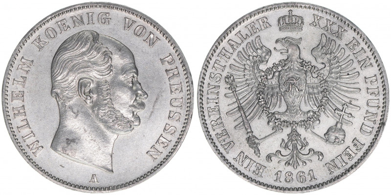 Wilhelm I. 1861-1888
Preussen. Taler, 1861 A. 18,49g
AKS 97
vz