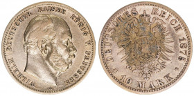 Wilhelm I. 1861-1888
Preussen. 10 Mark, 1875 A. Gold
3,93g
AKS 112
ss