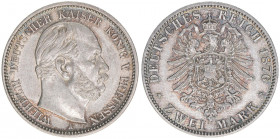 Wilhelm I. 1861-1888
Preussen. 2 Mark, 1876 A. 11,09g
AKS 115
vz