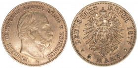 Wilhelm I. 1861-1888
Preussen. 5 Mark, 1877 C. Gold
1,97g
AKS 113
ss