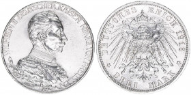 Wilhelm II. 1888-1918
Preussen. 3 Mark, 1913 A. anlässlich des 25jährigen Regierungsjubiläums
16,67g
AKS 141
vz/stfr