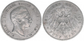 Wilhelm II. 1888-1918
Preussen. 5 Mark, 1904 A. 27,64g
AKS 129
ss/vz
