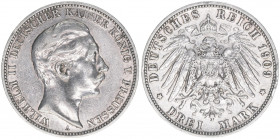 Wilhelm II. 1888-1918
Preussen. 3 Mark, 1909 A. 16,61g
AKS 131
ss/vz