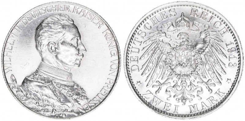 Wilhelm II. 1888-1918
Preussen. 2 Mark, 1913 A. 11,11g
AKS 142
vz/stfr