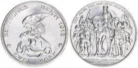 Wilhelm II. 1888-1918
Preussen. 2 Mark, 1913 A. anlässlich der Jahrhundertfeier der Befreiungskriege
11,11g
AKS 140
stfr