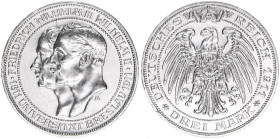 Wilhelm II. 1888-1918
Preussen. 3 Mark, 1911 A. anlässlich des 100jährigen Bestehens der Universität Breslau
16,65g
AKS 138
vz/stfr