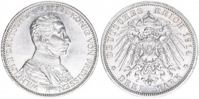 Wilhelm II. 1888-1918
Preussen. 3 Mark, 1914 A. 16,7g
AKS 132
vz/stfr