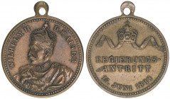 Wilhelm II. 1888-1918
Preussen. Medaille, 1888. auf den Regierungsantritt am 15. Juni 1888
5,66g
ss+