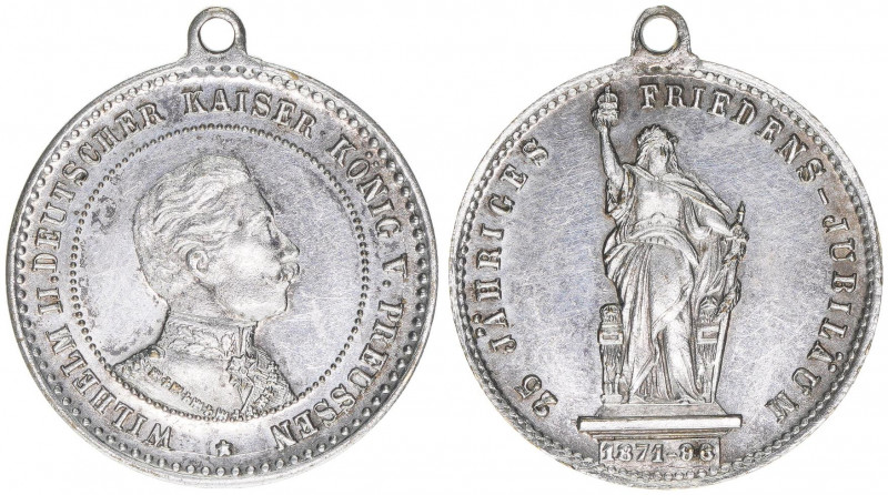 Wilhelm II. 1888-1918
Preussen. Silbermedaille mit Trageöse, 1896. 23mm - auf da...