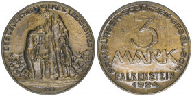 Priv.Bürger Schützenverein Falkenstein
Sachsen. 3 Mark, 1924. Messing
10,06g
Menzel 7202.2
zaponiert
vz