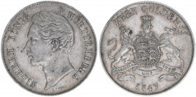 Wilhelm I. 1816-1864
Württemberg. 2 Gulden, 1847. 21,20g
Dav.957
ss/vz