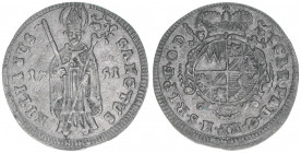 Karl Philipp von Greiffenklau-Vollraths
Bistum Würzburg. Schilling, 1751. 0,99g
ss/vz