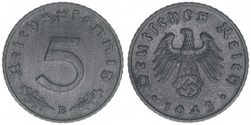 Deutsches Drittes Reich
Ostmark. 5 Reichspfennig, 1943 B. Wien
2,50g
AKS 51
vz+