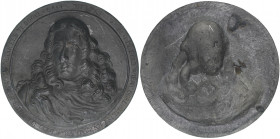Prinz Wilhelm III. von Oranien-Nassau, ab 1672 Statthalter der Niederlande
einseitige Bleimedaille, ohne Jahr. äußerst selten
59,05g
ss/vz