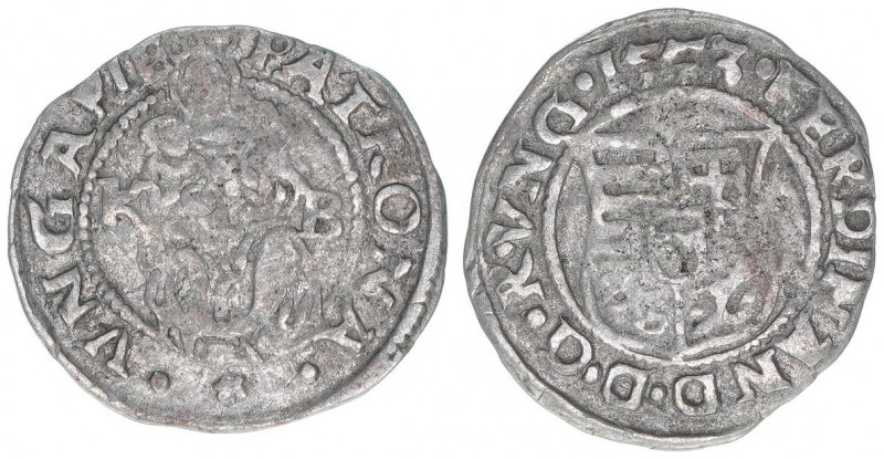 Ferdinand I. 1526-1564
Denar, 1553 KB. Kremnitz
0,49g
ss+