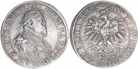 Erzherzog Ferdinand 1564-1595
Doppeltaler, ohne Jahr. selten
Hall
57,08g
MT 312
Rf.
ss+
