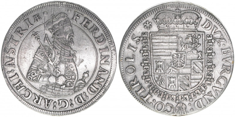 Erzherzog Ferdinand 1564-1595
Taler, ohne Jahr. Hall
28,21g
Avers Kratzer
vz