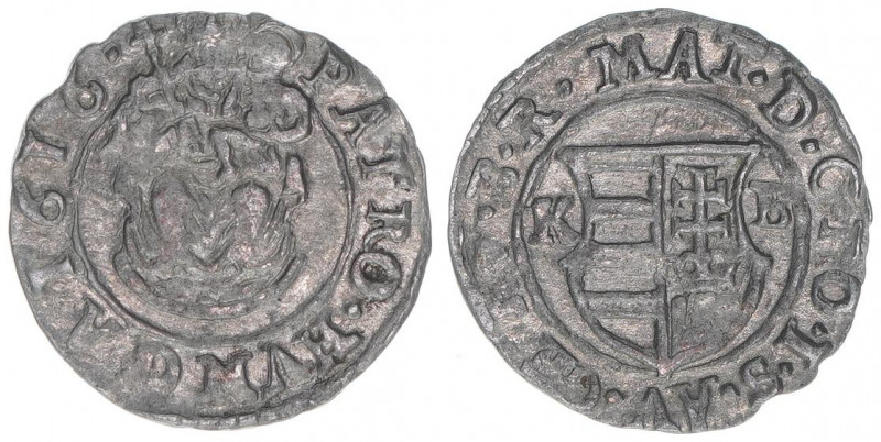 Matthias 1608-1619
Denar, 1616 KB. Kremnitz
0,46g
vz