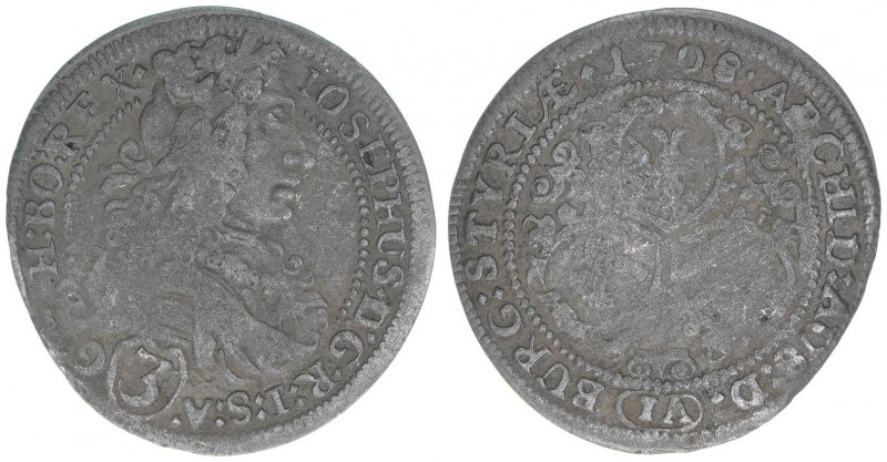 Joseph I. 1705-1711
Groschen, 1708 IA. Graz
1,22g
Herinek 188
s/ss