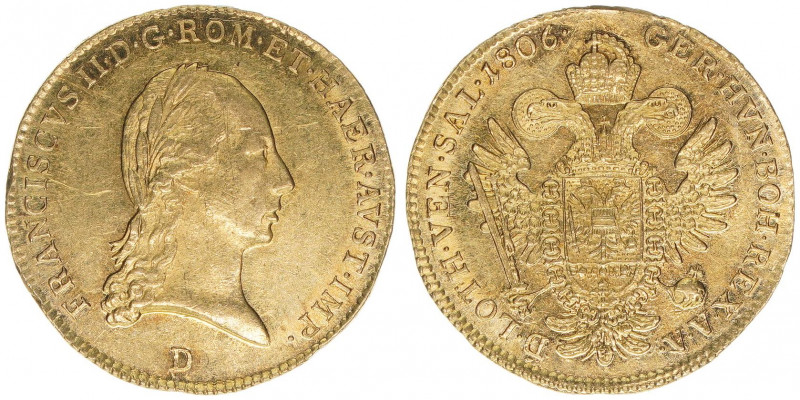 Franz (II.) I. 1792-1835
Dukat, 1806 D. selten - mit Römisch Deutscher Kaiserkro...