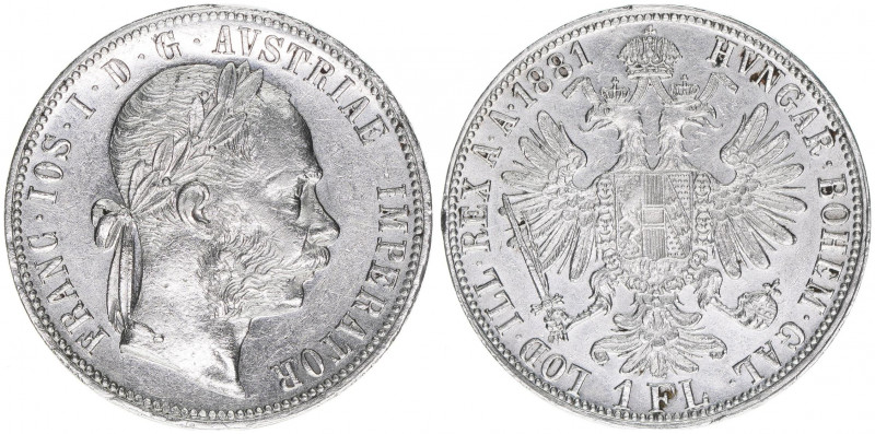 Franz Joseph I. 1848-1916
1 Gulden, 1881. Wien
12,31g
ANK 31
vz