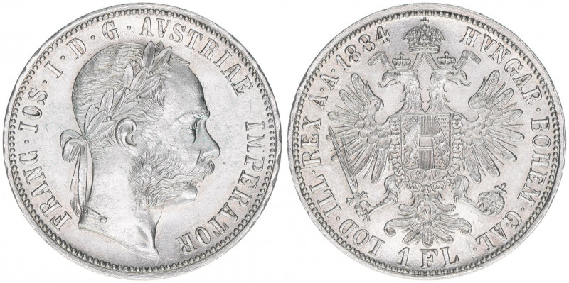 Franz Joseph I. 1848-1916
1 Gulden, 1884. Wien
12,36g
ANK 31
stfr-