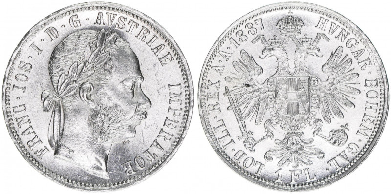 Franz Joseph I. 1848-1916
1 Gulden, 1887. Wien
12,35g
ANK 31
vz+
